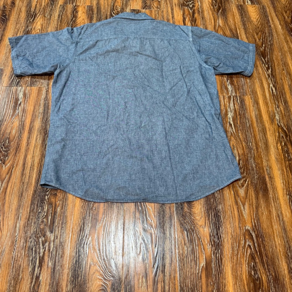 RedHead Mens XL Blue Cotton Chambray Short Sleeve Button Down Shirt Workwear - Picture 2 of 8